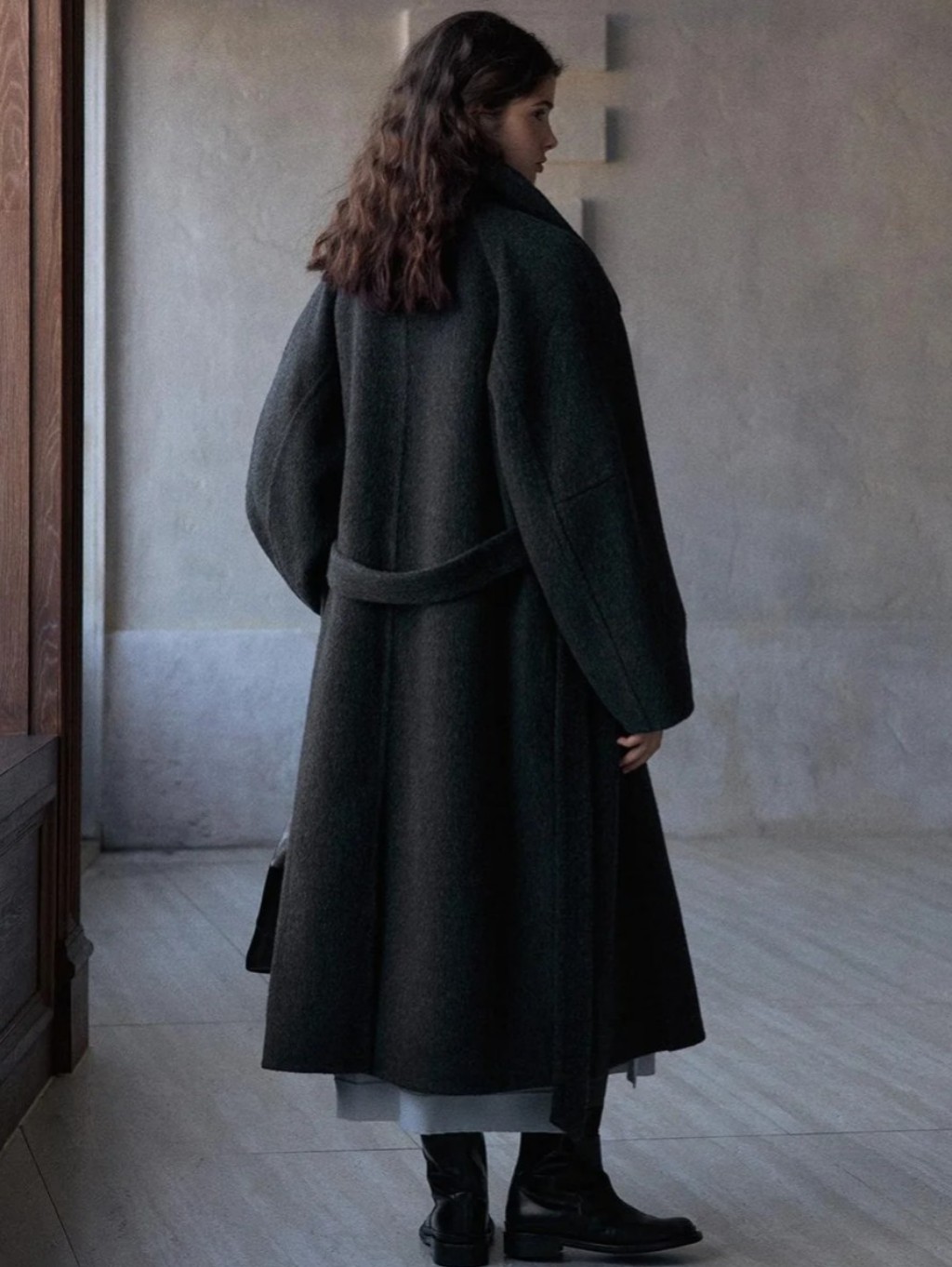 Hemi Blurr Corvian Wool Stand-Collar Coat Os Oversized Dark Gray — image 4 of 5